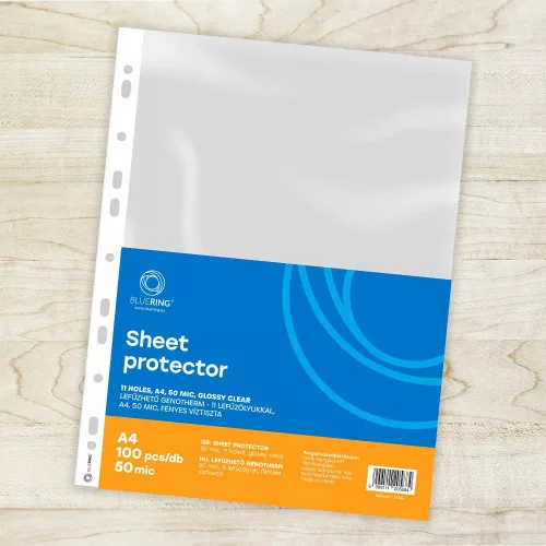 Genotherm lefűzhető, A4, 50 micron fényes víztiszta Bluering® 100 db/csomag,