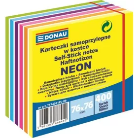 Öntapadó jegyzettömb, 76x76xmm, 400lap, DONAU, Neon
