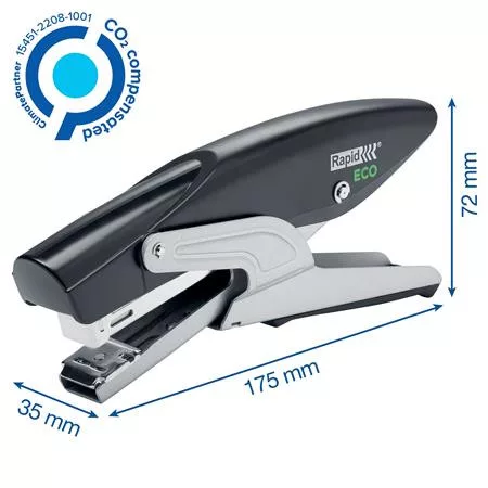 Tűzőgép, kézi, 24/6, 26/6, 20 lap, RAPID "Eco", fekete