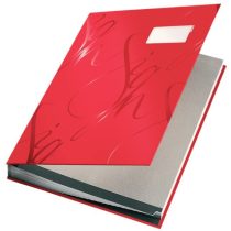 Aláírókönyv, A4, 18 részes, karton, LEITZ Design, piros