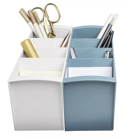 Asztali rendező, multifunkciós, 4 rekeszes, 8x23x11 cm, EXACOMPTA "Autentik", fehér