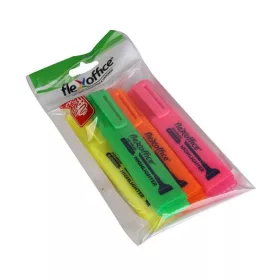   Szövegkiemelő készlet, 1-4 mm, FLEXOFFICE "HL05", 4 különböző szín