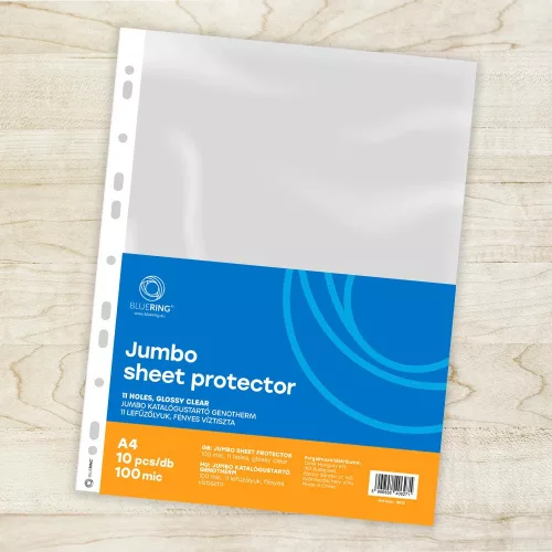 Genotherm lefűzhető, A4, 100 micron jumbo víztiszta Bluering® 10 db/csomag,