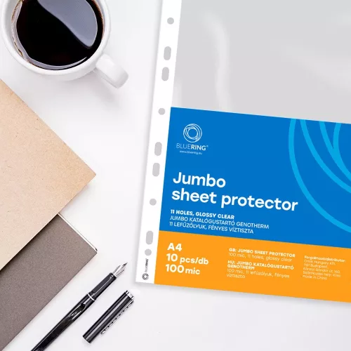 Genotherm lefűzhető, A4, 100 micron jumbo víztiszta Bluering® 10 db/csomag,