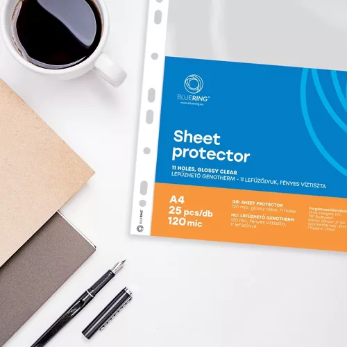 Genotherm lefűzhető, A4, 115 micron narancsos felül és belül nyitott Bluering® 100 db/csomag,