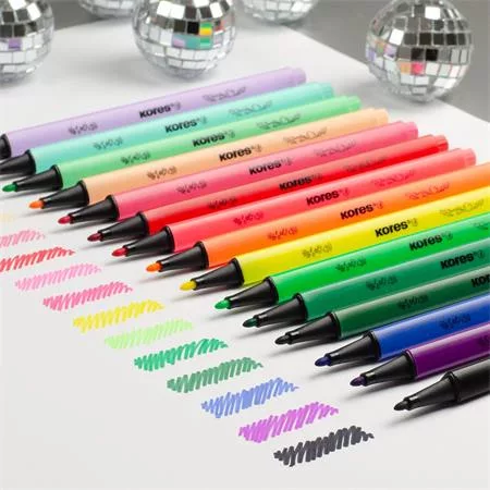 Filctoll készlet, kimosható, KORES "K-beats", 15 különböző szín