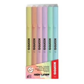   Szövegkiemelő készlet, 0,5-5 mm, KORES, 6 különböző pasztell szín