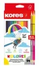 Színes ceruza készlet, háromszögletű, KORES "Kolores", 12+2 különböző szín