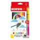 Színes ceruza készlet, háromszögletű, KORES "Kolores", 12+2 különböző szín