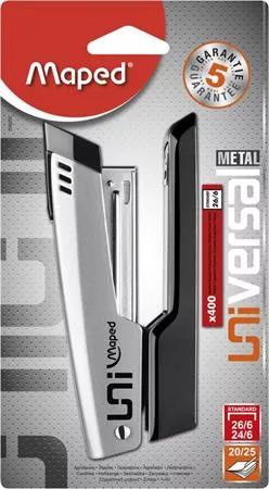 Tűzőgép, 24/6, 26/6, 20 lap, MAPED "Universal Metal Half-Strip", vegyes színek