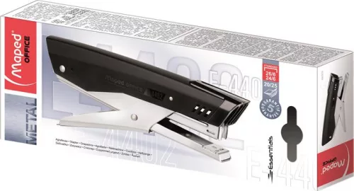 Tűzőgép, kézi, 24/6, 26/6, 20 lap, MAPED "Essentials Plier", fekete