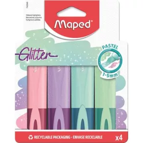   Szövegkiemelő készlet, 1-5 mm, MAPED "Glitter Fluo Peps", vegyes pasztell színek