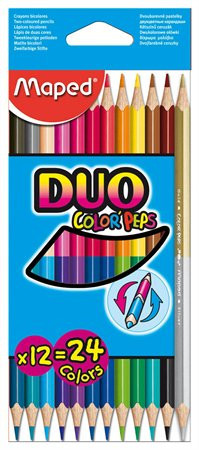 Színes ceruza készlet Maped Color Peps Duo 12=24 kétvégű háromszögletű