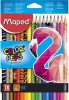 Színes ceruza készlet, háromszögletű, MAPED "Color'Peps Animal", 18 különböző szín