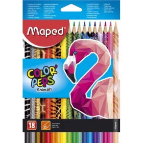   Színes ceruza készlet, háromszögletű, MAPED "Color'Peps Animal", 18 különböző szín