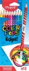 Színes ceruza készlet, háromszögletű, radírozható, MAPED "Color'Peps Oops", 12 különböző szín