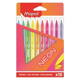   Filctoll készlet, 2,8 mm, kimosható, MAPED "Neon", 10 különböző szín