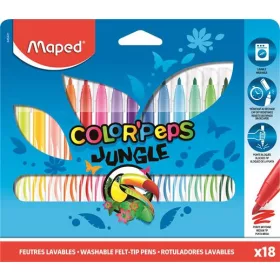   Filctoll készlet, 2,8 mm, kimosható, MAPED "Color'Peps Jungle", 18 különböző szín