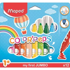   Filctoll készlet, 1-5 mm, kimosható, vastag, MAPED "Color'Peps Jumbo", 12 különböző szín