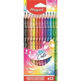   Színes ceruza készlet, háromszögletű, MAPED Mini Cute, 12 kölönböző színben