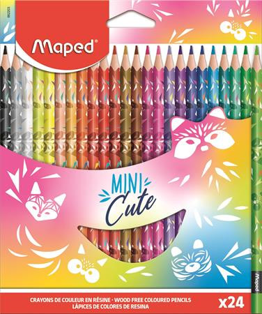 Színes ceruza készlet, Maped Mini Cute, háromszögletű, 24 különböző szín
