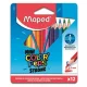 Színes ceruza készlet, háromszögletű, MAPED "Mini Color'Peps Strong", 12 különböző szín