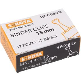 Bindercsipesz, 15 mm, fekete