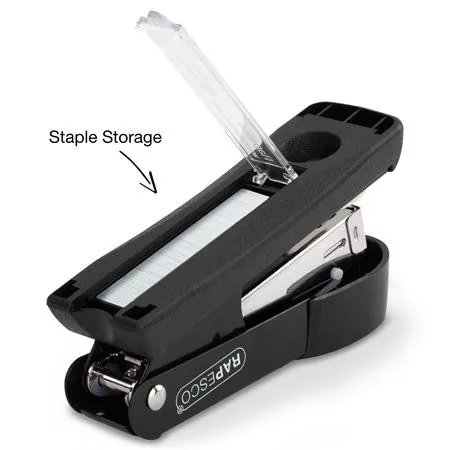 Tűzőgép, 24/6, 26/6, 20 lap, fém, RAPESCO "Minno Half-Strip", fekete