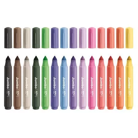 Filctoll készlet, 9,6 mm, kimosható, vastag, APLI Kids "Jumbo", 14 különböző szín