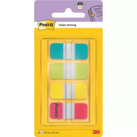   Jelölőcímke, műanyag, megerősített, 4x10 lap, 16x38 mm, 3M POSTIT, vegyes színek