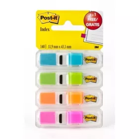   Jelölőcímke adagolóban, műanyag, 4x35 lap, 12x43 mm, 3M POSTIT, élénk színek