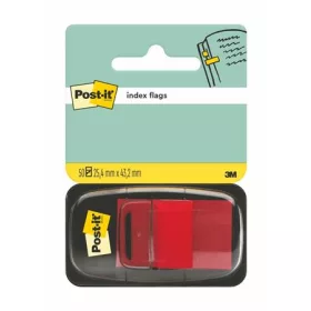 Jelölőcímke, műanyag, 50 lap, 25x43 mm, 3M POSTIT, piros