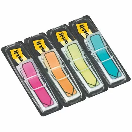 Jelölőcímke, műanyag, 5x20 lap, 11,9x43,2 mm, nyíl, 3M POSTIT, vegyes