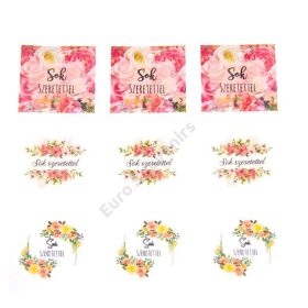 Matrica, Sok Szeretettel felírat, kerek 4 cm, 12 db/ ív