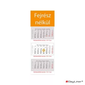   Naptár, speditőr, három hónapos, három tömbös, üres fejrész, DAYLINER