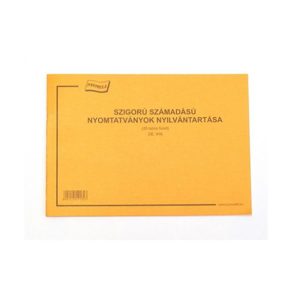 Szigorú számadású nyomtatványok beszerzésének nyilvántartása, fekvő, 25 lapos, A/4