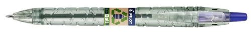 Golyóstoll, 0,27 mm, nyomógombos, PILOT B2P EcoBall, kék, 86%-ban újrahasznosított
műanyagból