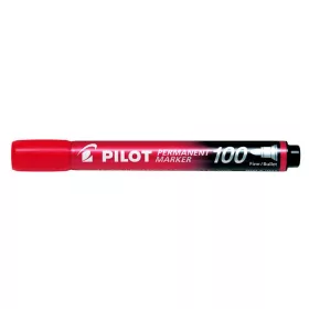   Alkoholos marker, 1 mm, kúpos, PILOT "Permanent Marker 100", piros