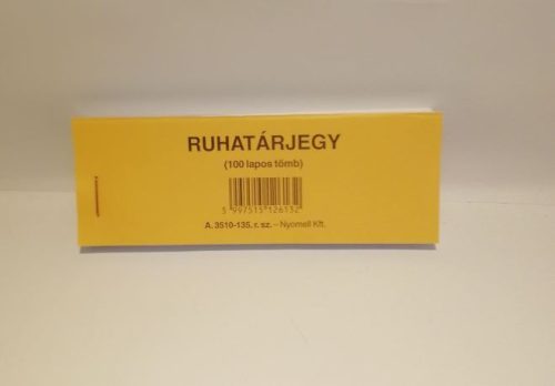 Ruhatárjegy. 100 lapos