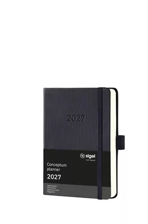 Naptár, A6, napi, 2027, kemény borító, SIGEL "Conceptum", fekete