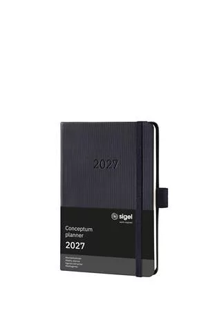 Naptár, A6, heti, 2027, kemény borító, SIGEL "Conceptum", fekete