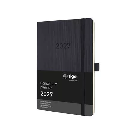 Naptár, A5, heti, 2027, puha borító, SIGEL "Conceptum", fekete