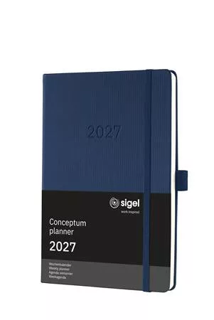 Naptár, A5, heti, 2027, kemény borító, SIGEL "Conceptum", éjkék