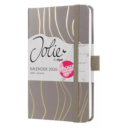 Naptár, A6, heti, 2026, kemény borító, SIGEL "Jolie", Mocca Meringue