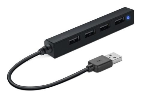 SPEEDLINK "Snappy Slim" USB elosztó-HUB, 4 port -  fekete (USB 2.0)