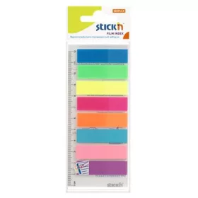   Jelölőcímke, műanyag, 8x25 lap, 45x12 mm, STICK N, neon színek