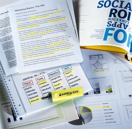 Szövegkiemelő, 2-5 mm, EDDING "345", sárga