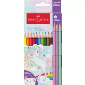   Színes ceruza készlet, hatszögletű, FABER-CASTELL"Unikornis" 10+3 különböző szín