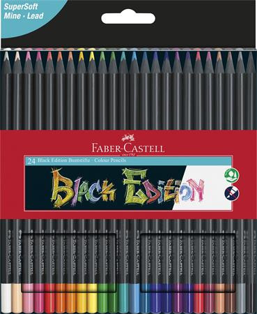 Színes ceruza FABER-CASTELL, "Black Edition",háromszögletű, 24 db-os készlet