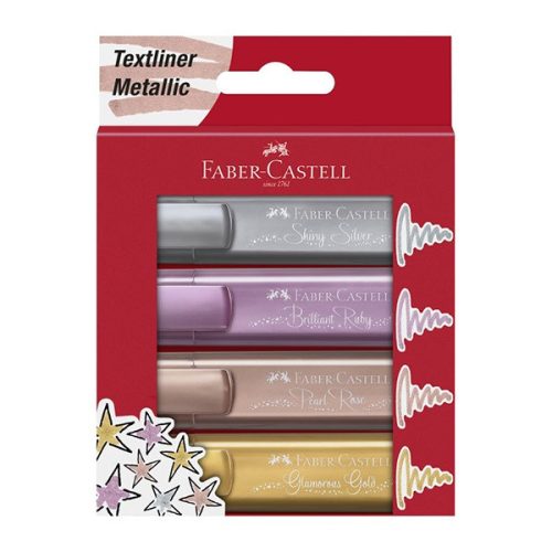 Szövegkiemelő Faber-Castell, 1-5 mm, 4 különböző metál szín
